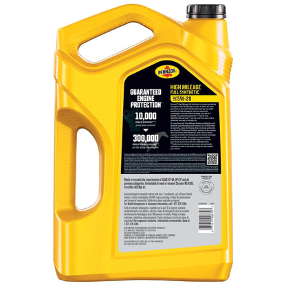 High Mileage Full Synthetic 5W-20 Motor Oil, 5 Quart