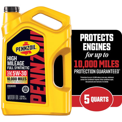 High Mileage Full Synthetic 5W-30 Motor Oil, 5 Quart