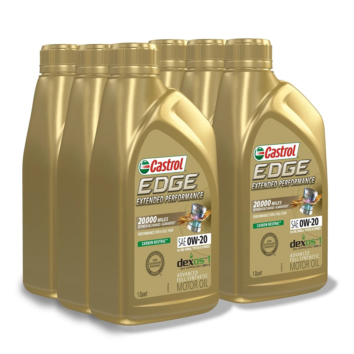 Edge Extended Performance 0W-20 Advanced Full Synthetic Motor Oil, 1 Quart, Case of 6