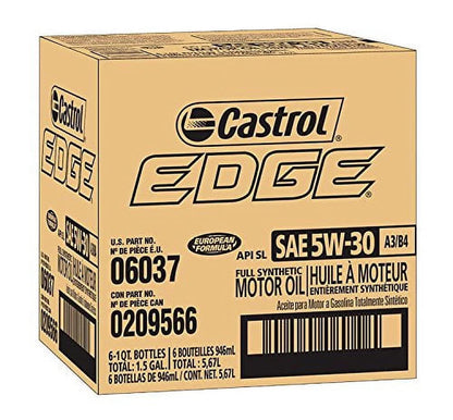 06037 EDGE A3/B4 5W-30 Advanced Full Synthetic Motor Oil, 1 Quart, 6 Pack