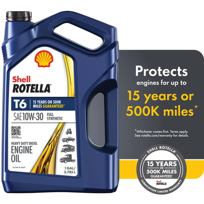 Shell  T6 Full Synthetic 10W-30 Diesel Engine Oil, 1 Gallon