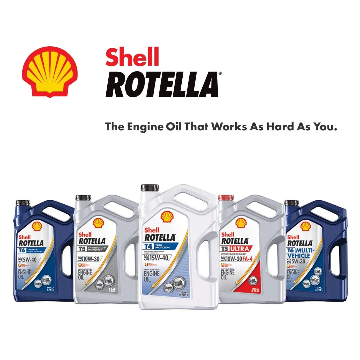 Shell  T6 5W-40 Full Synthetic Diesel Engine Oil, 1Qt, 6-Pack