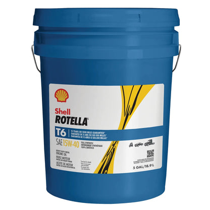 Shell  T6 Full Synthetic 15W-40 Diesel Engine Oil, 5 Gallon