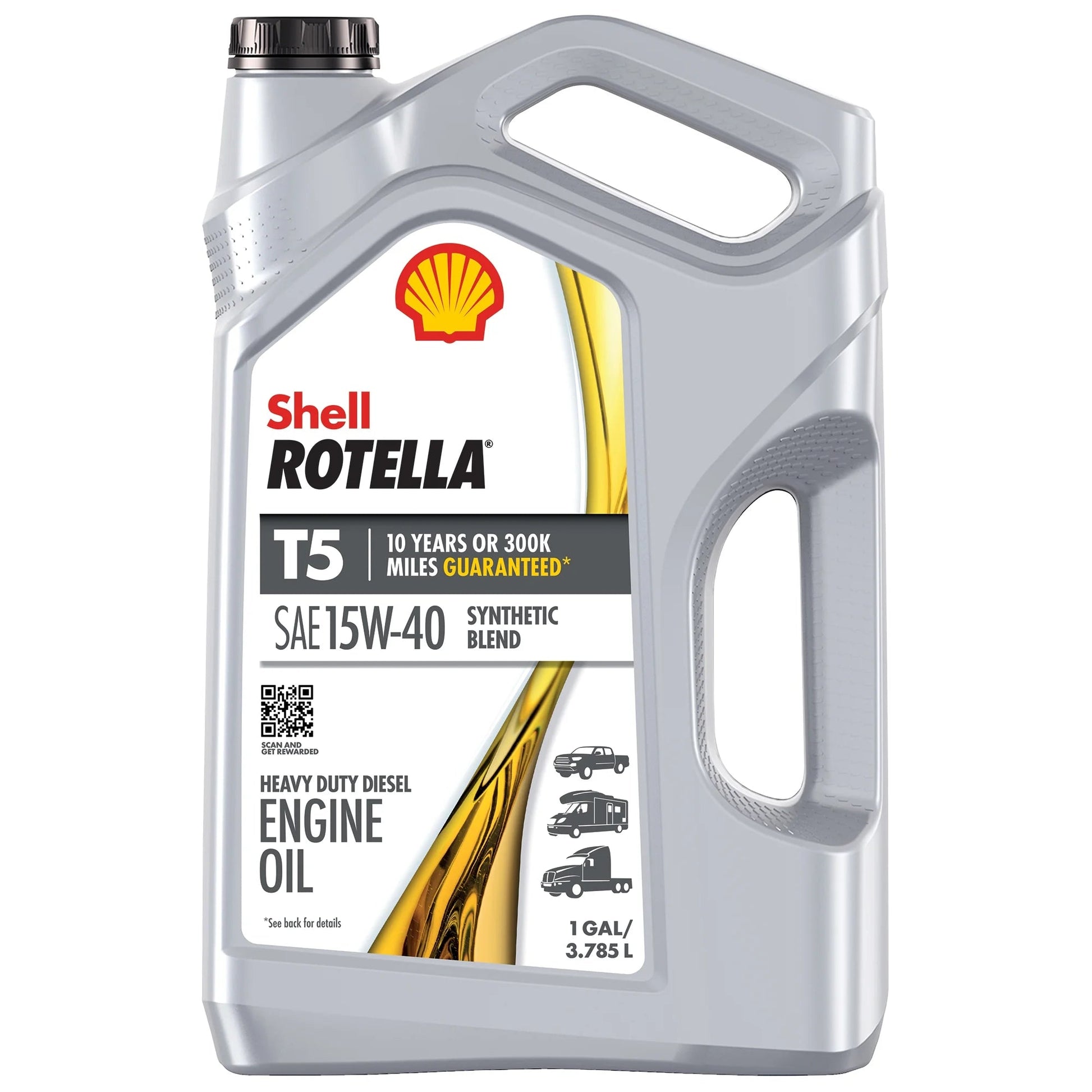 Shell  T5 Synthetic Blend 15W-40 Diesel Engine Oil, 1 Gallon