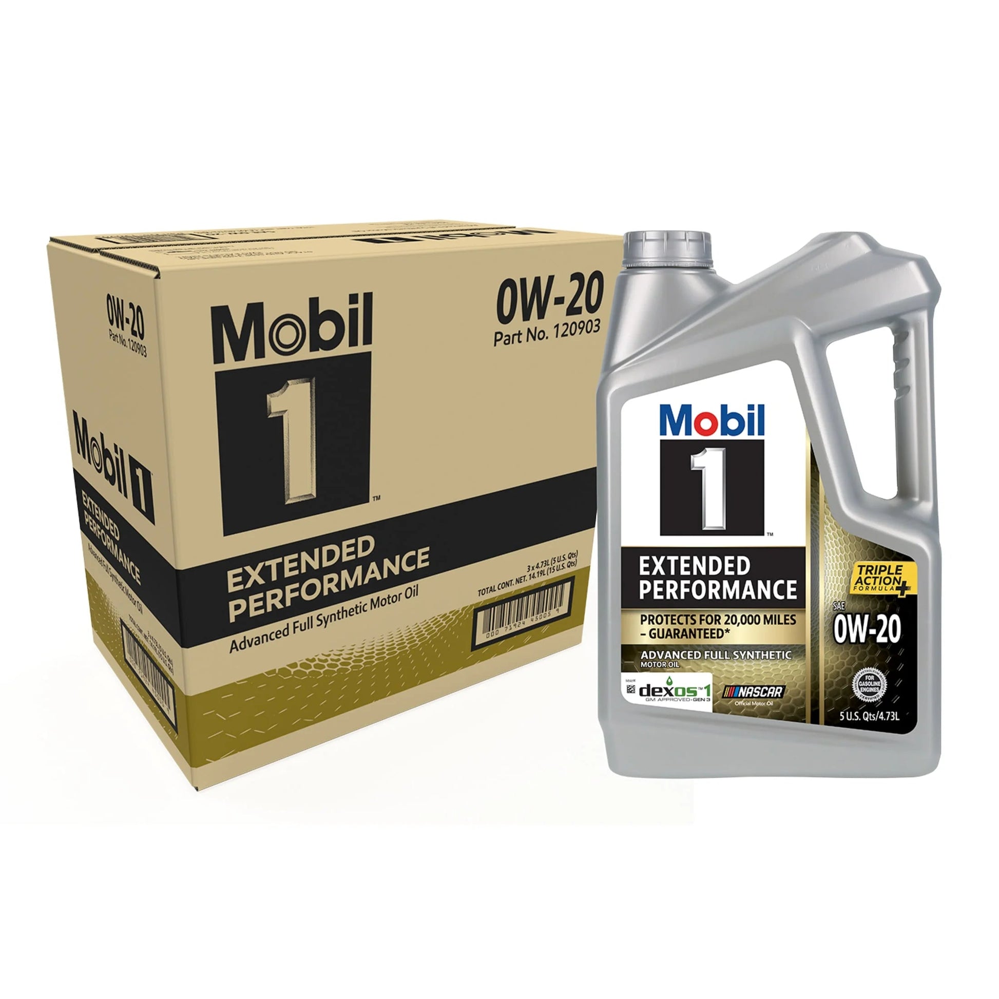 Extended Performance Full Synthetic Motor Oil 0W-20, 5 Quart (Pack of 3)