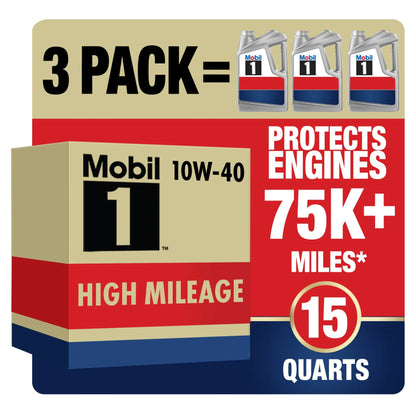 High Mileage Full Synthetic Motor Oil 10W-40, 5 Quart (Pack of 3)