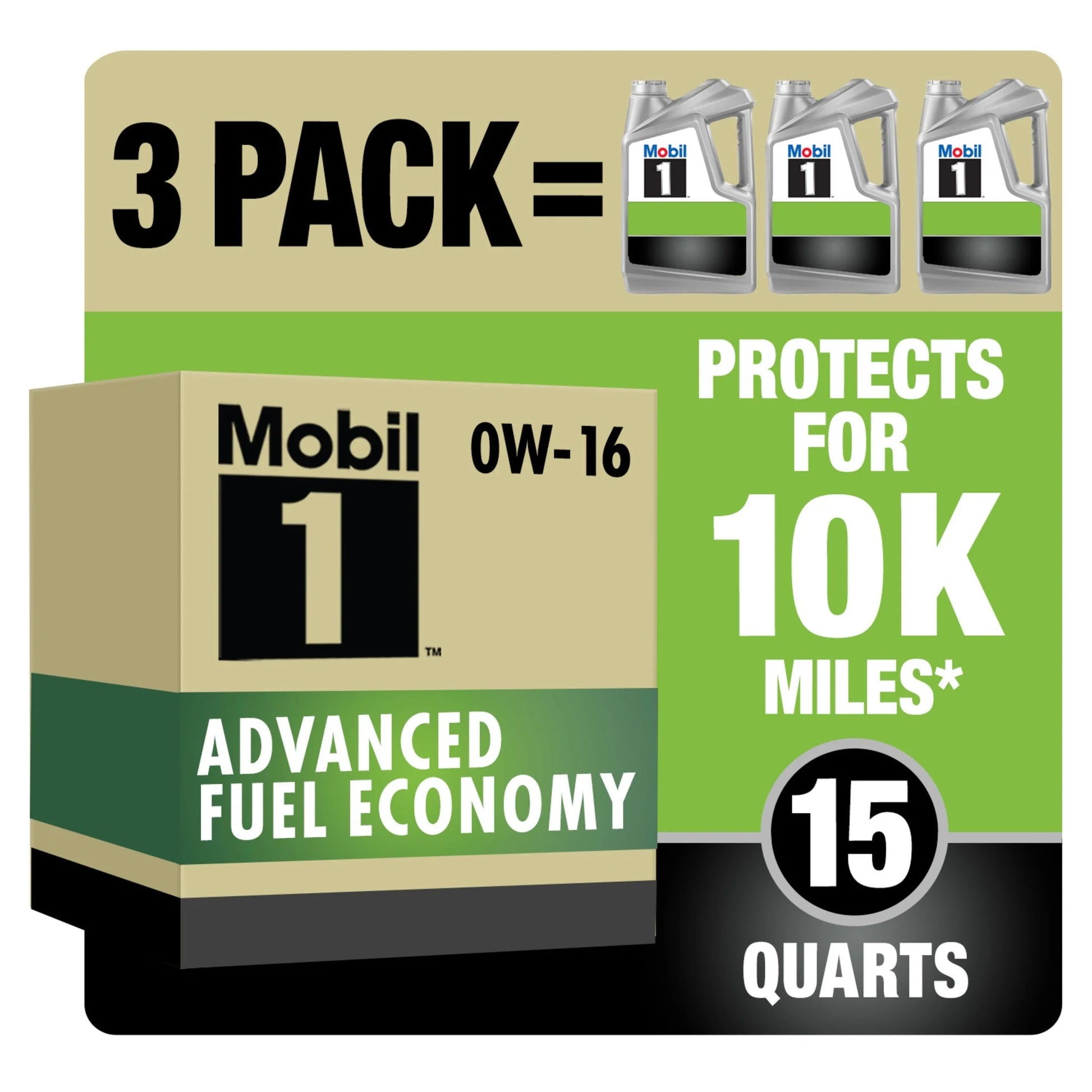 Advanced Fuel Economy Full Synthetic Motor Oil 0W-16, 5 Quart (Pack of 3)