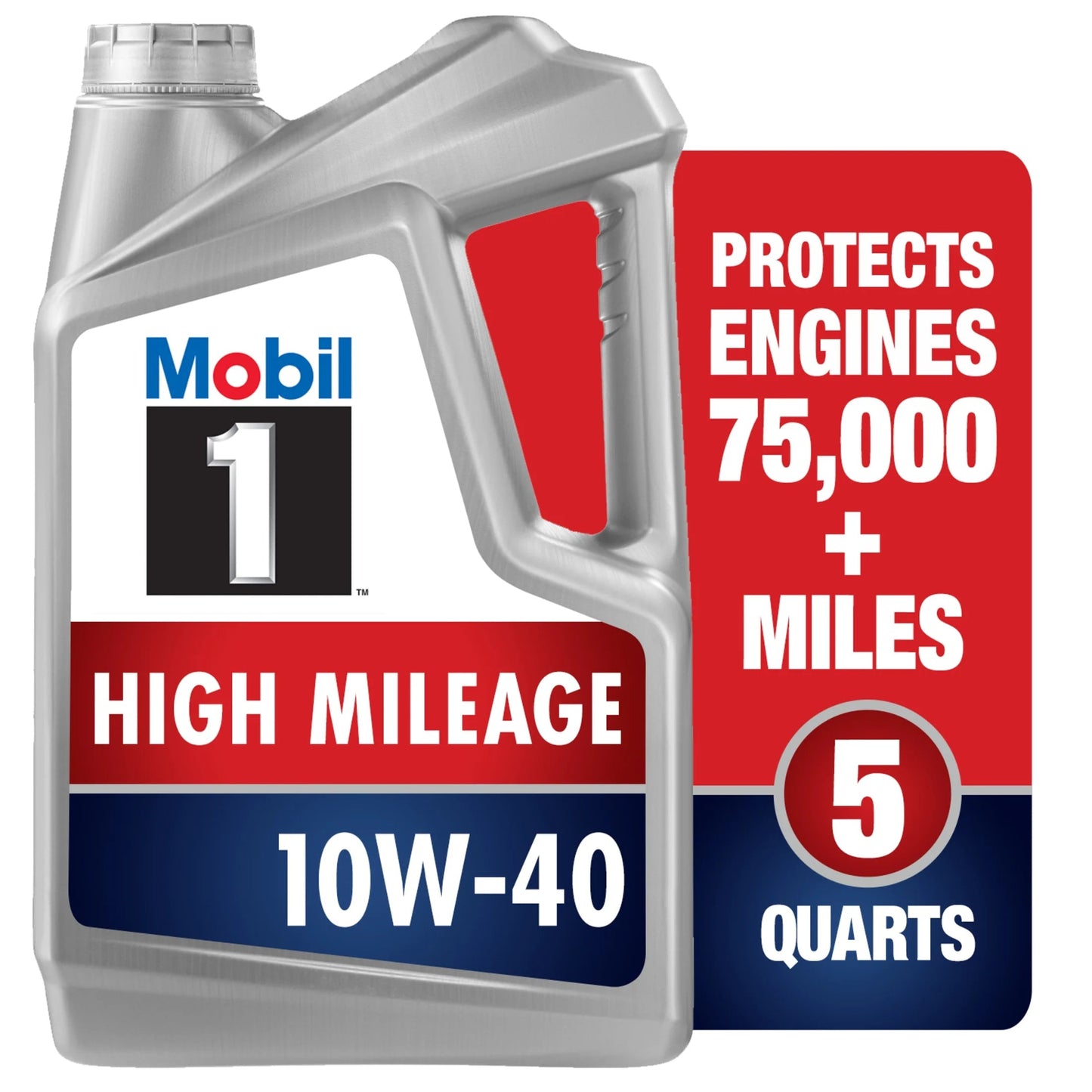 High Mileage Full Synthetic Motor Oil 10W-40, 5 Quart