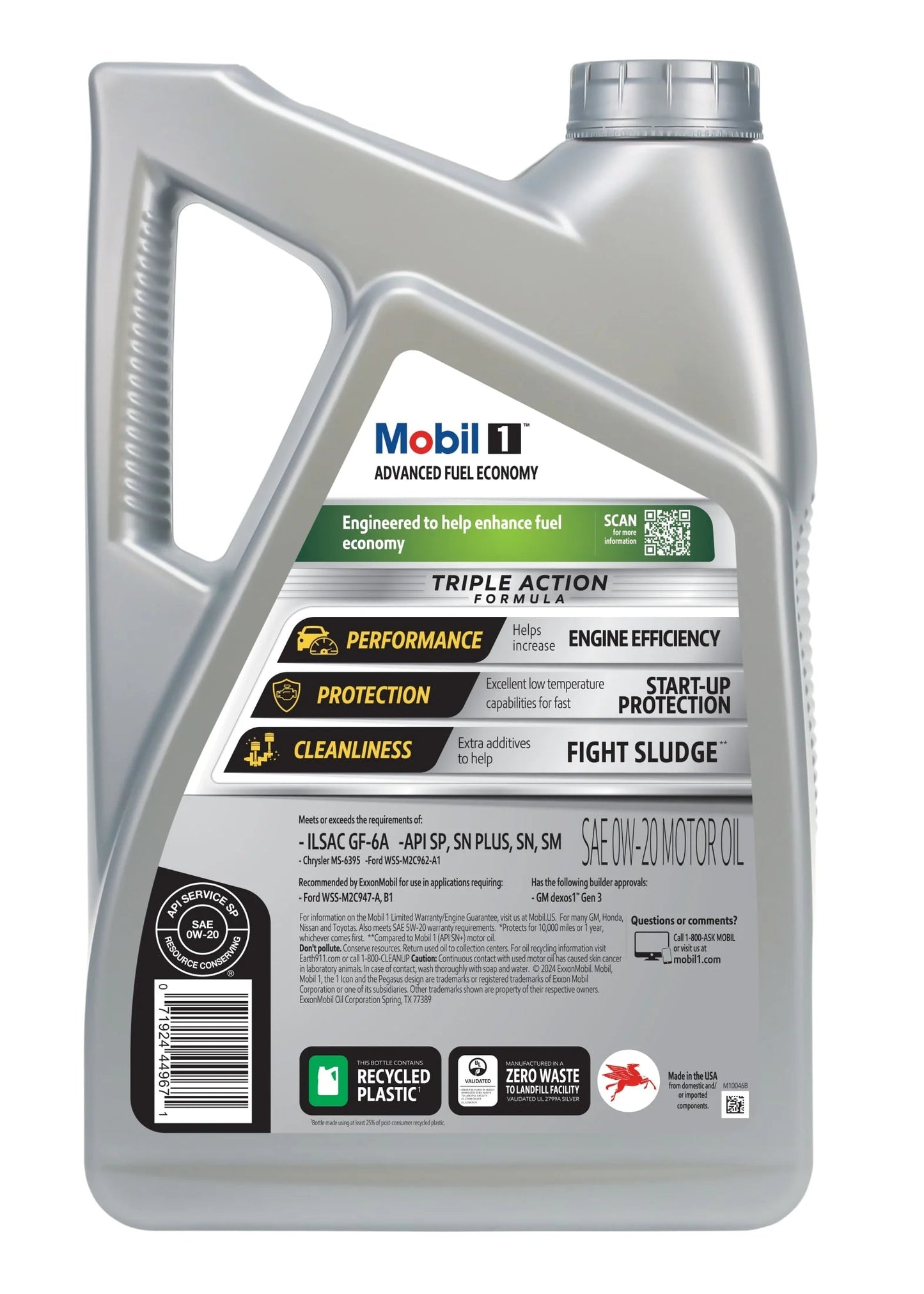 Advanced Fuel Economy Full Synthetic Motor Oil 0W-20, 5 Quart