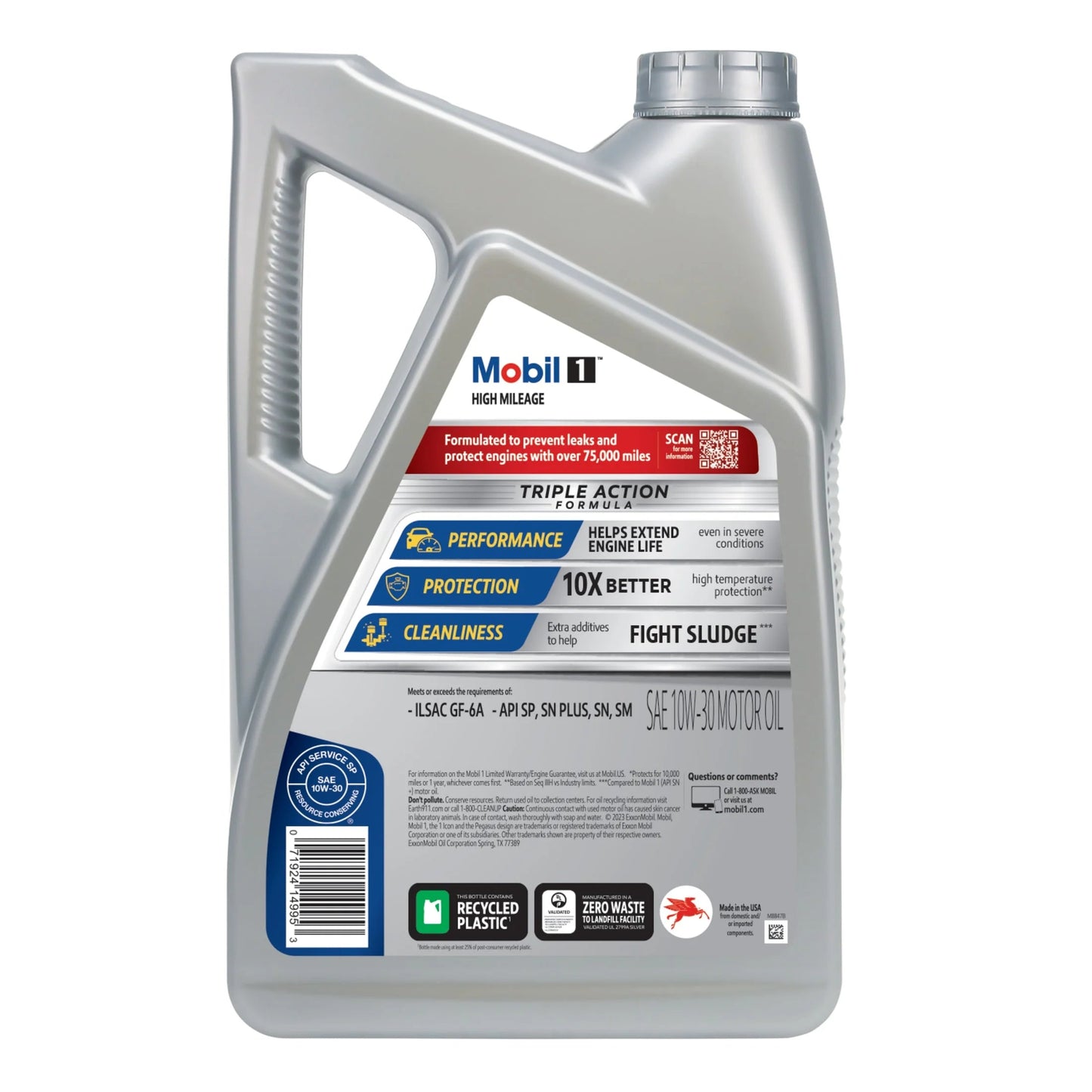 High Mileage Full Synthetic Motor Oil 10W-30, 5 Quart