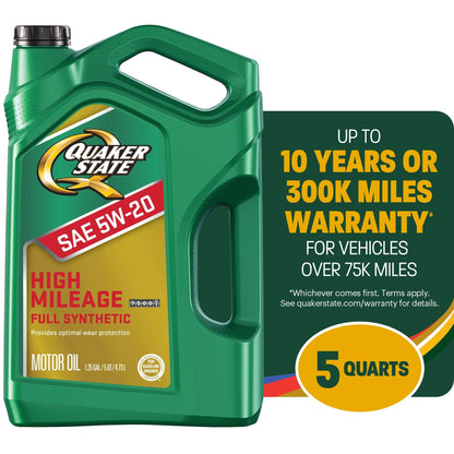 Full Synthetic High Mileage 5W-20 Motor Oil, 5 Quart